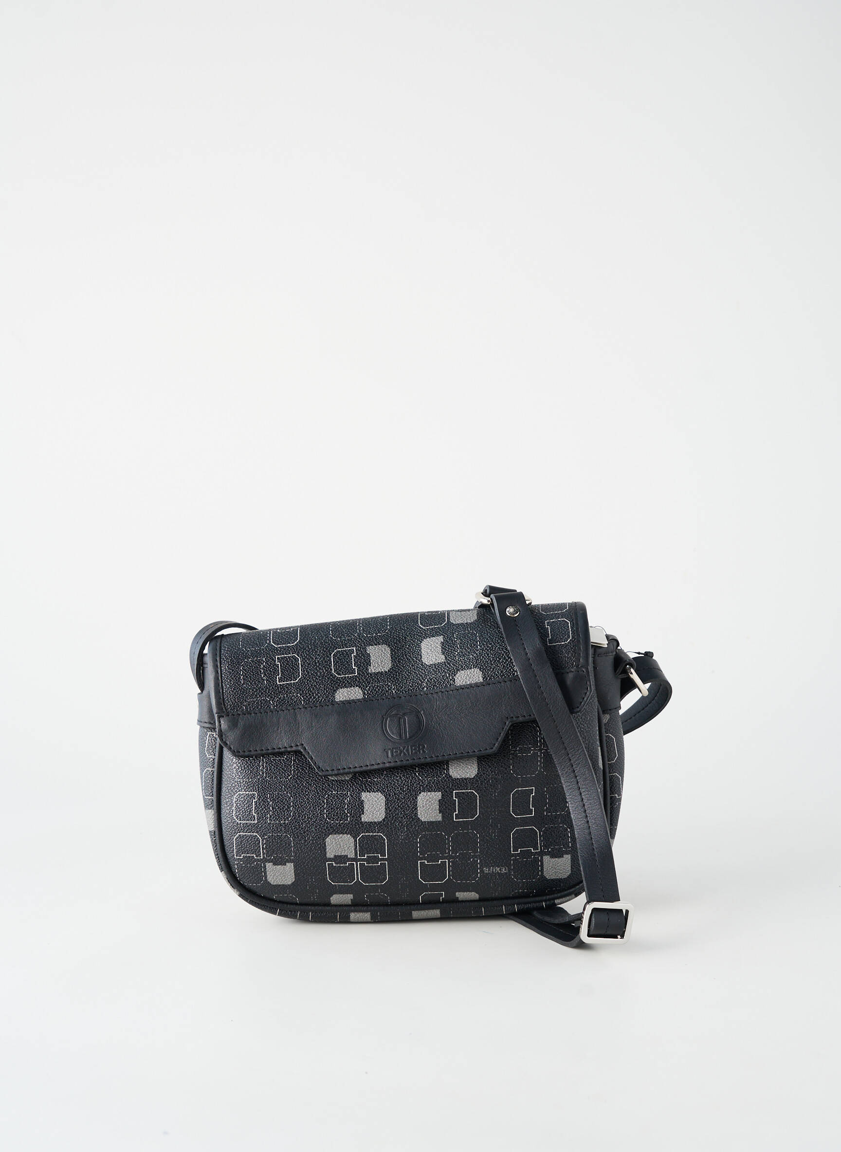 Sac cuir grainé forme rectangulaire noir TEXIER femme