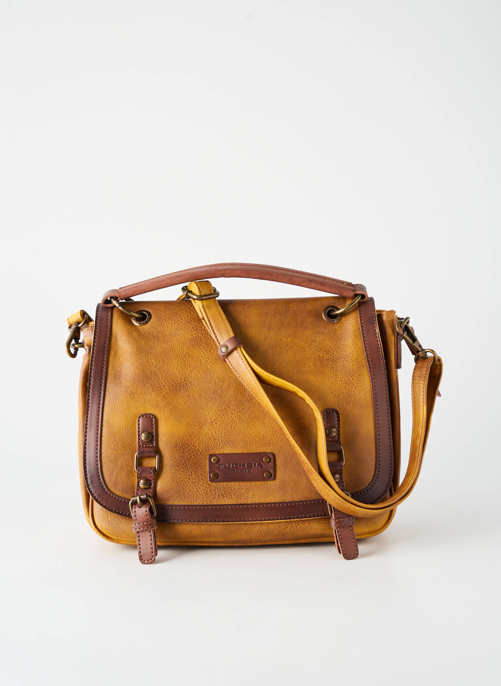 Sac multipoches forme rectangulaire marron FUCHSIA femme