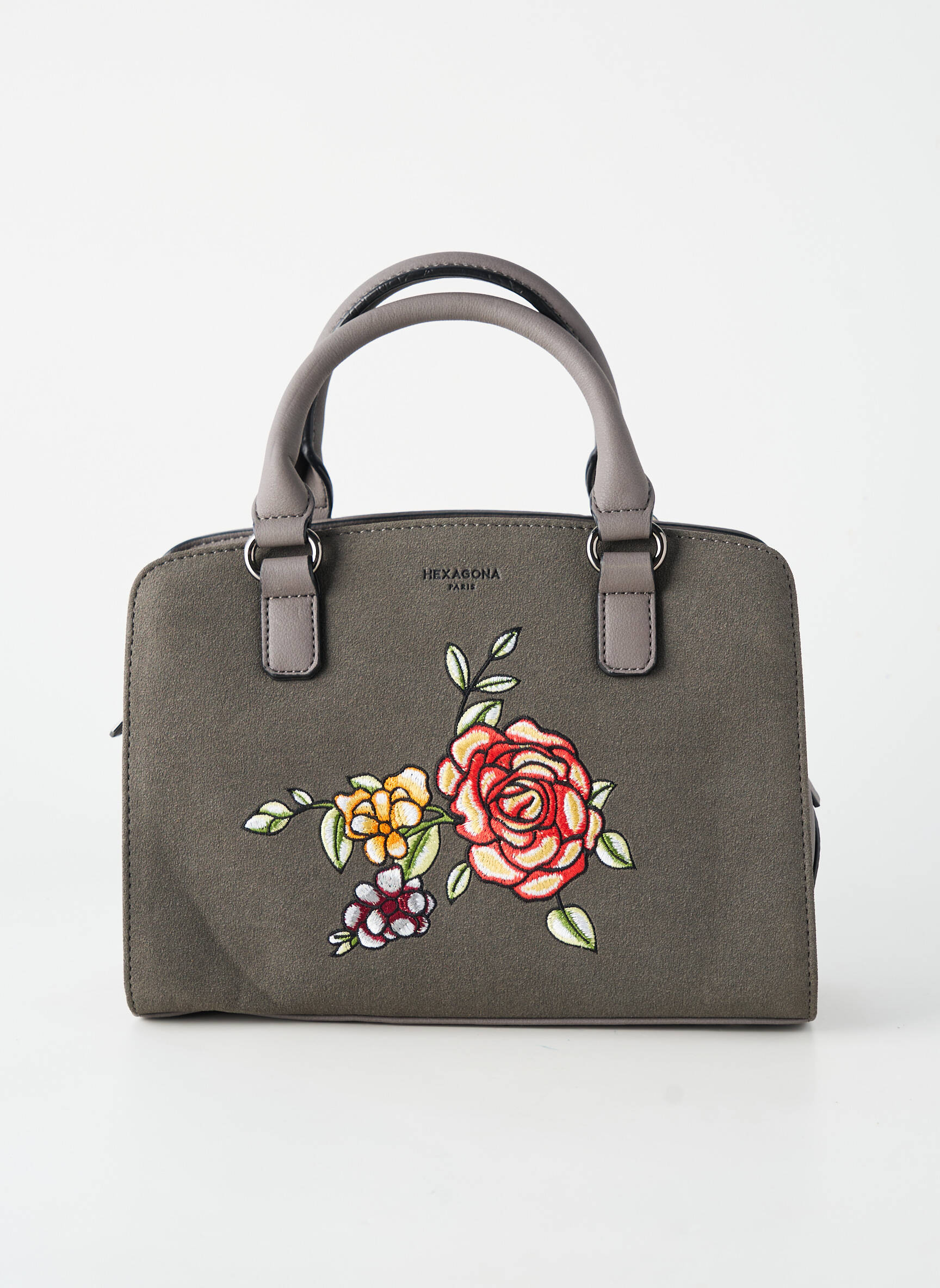 Sac multipoches forme rectangulaire gris HEXAGONA femme