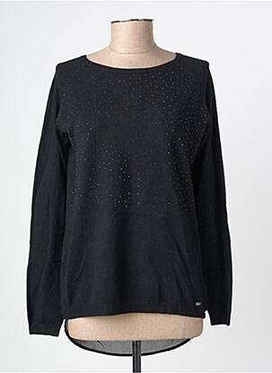 Pull tunique col rond manches longues noir FELINO femme