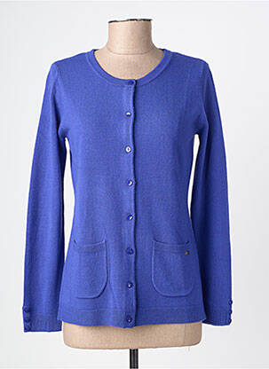 Gilet manches longues col rond bleu FELINO femme
