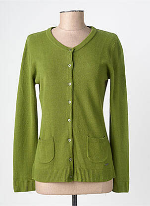 Gilet manches longues col rond vert FELINO femme