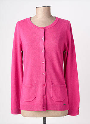 Gilet manches longues col rond rose FELINO femme