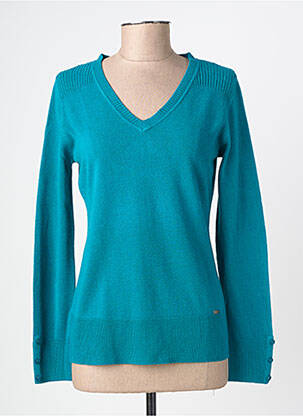 Pull col v manches longues vert fonce FELINO femme