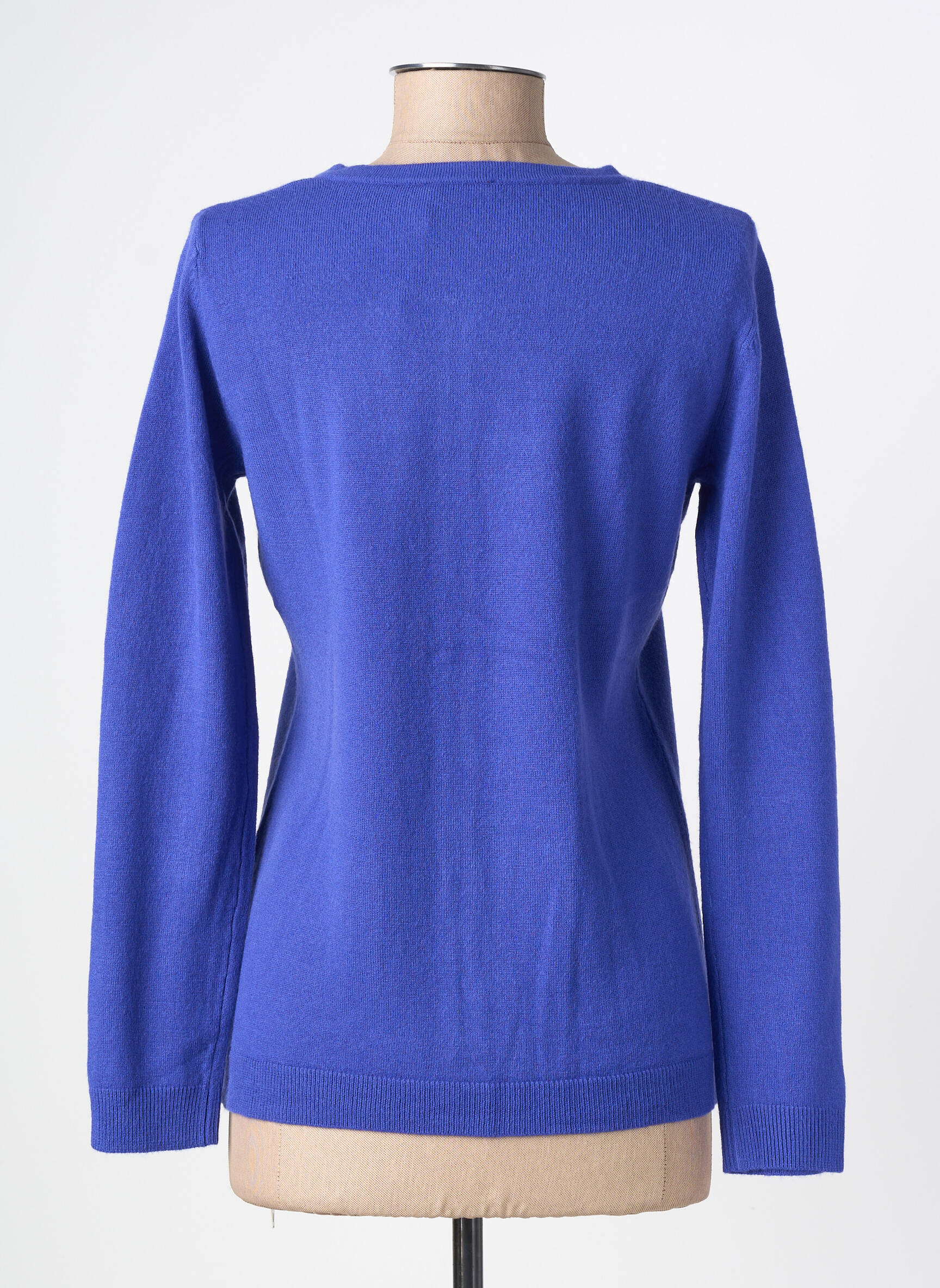 Gilet manches longues col rond bleu FELINO femme