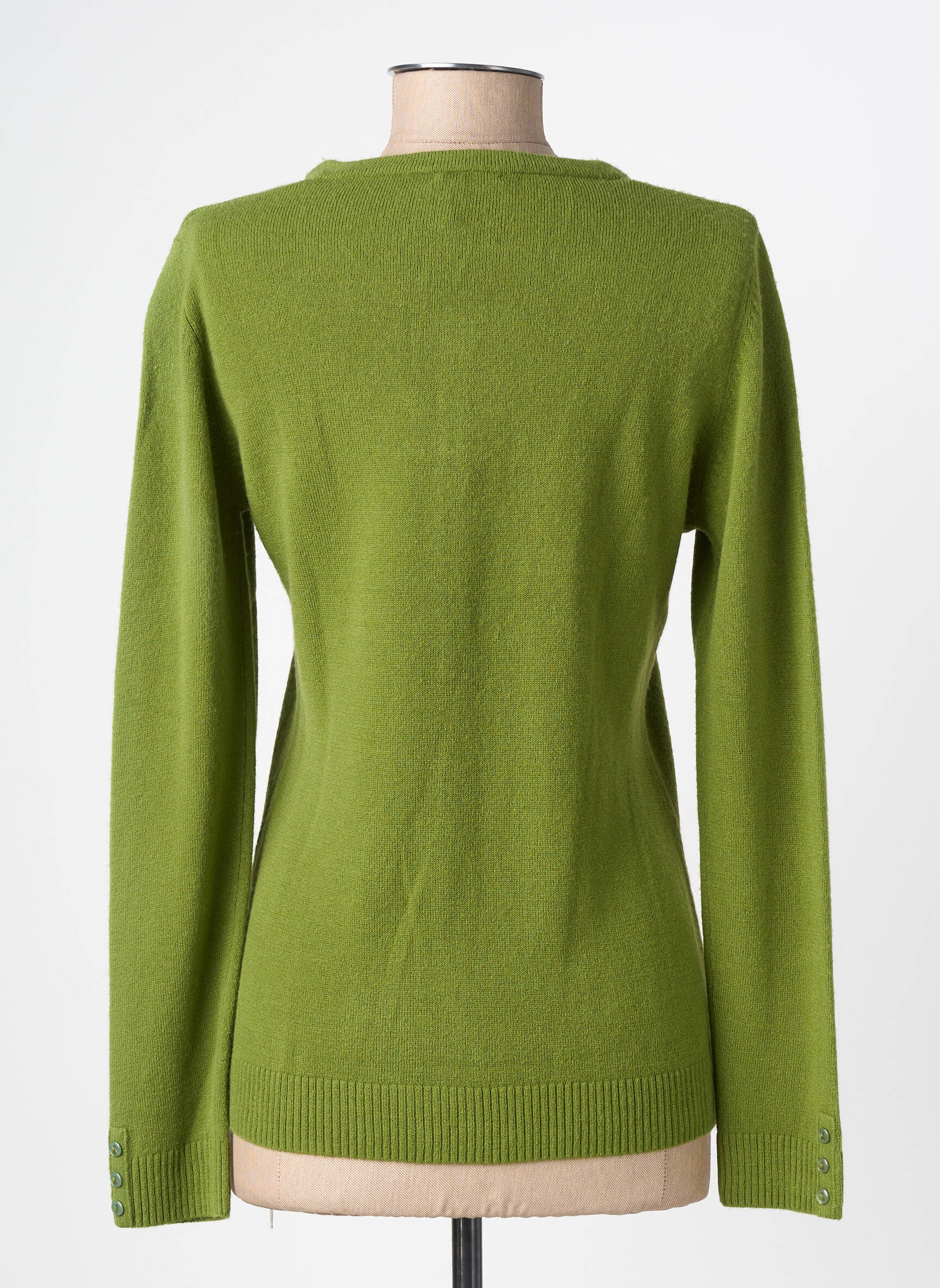 Gilet manches longues col rond vert FELINO femme