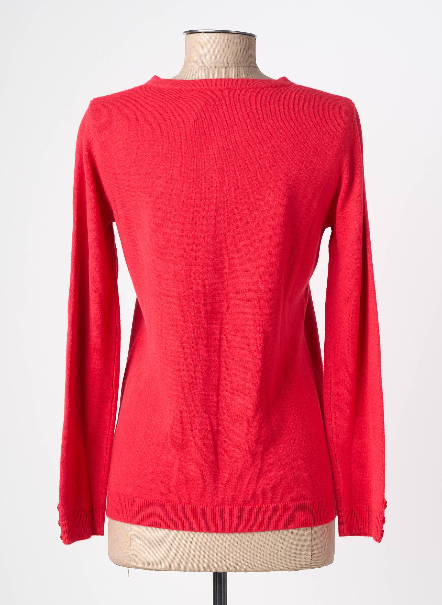Gilet manches longues col rond rouge FELINO femme