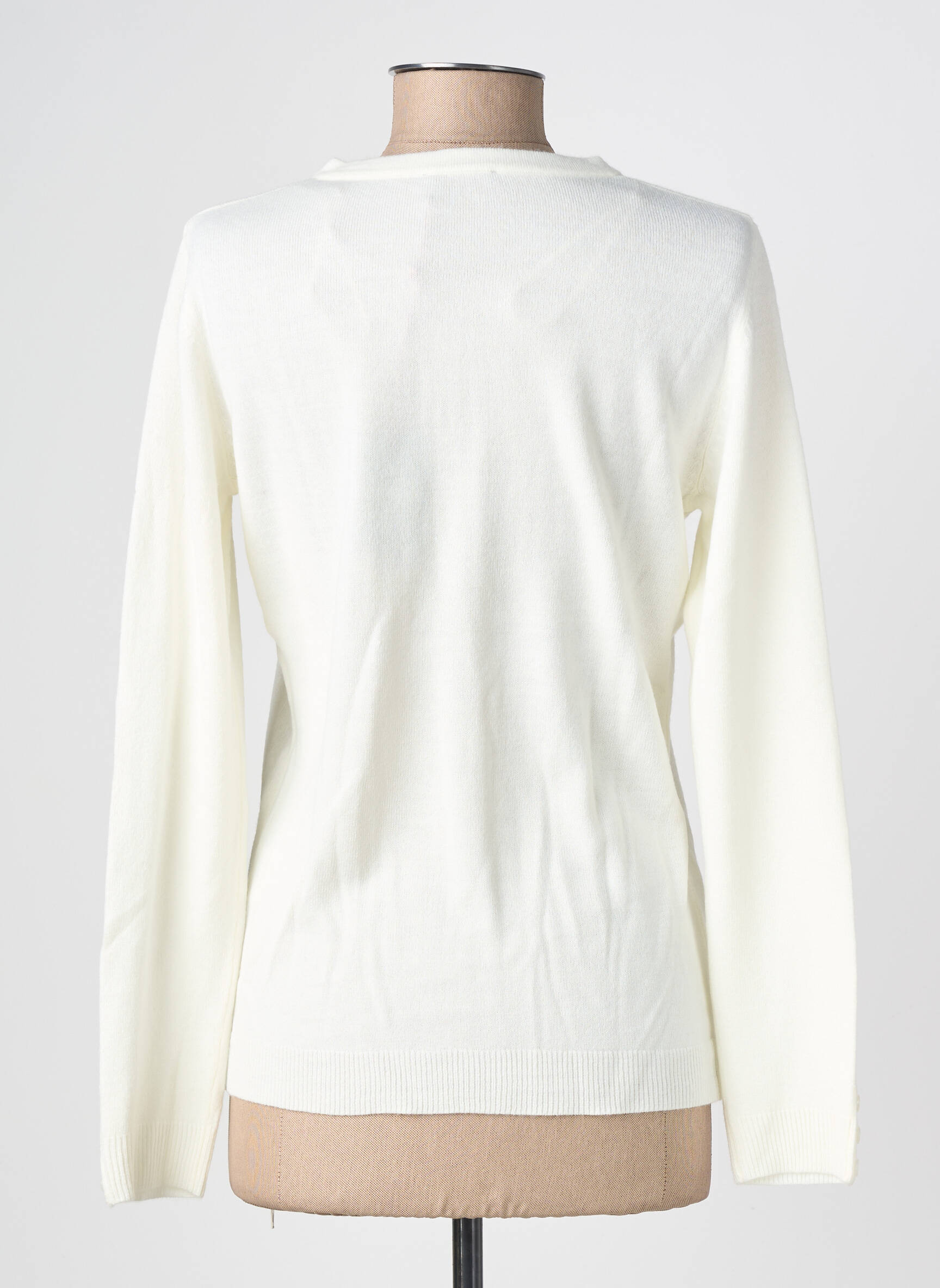 Gilet manches longues col rond beige FELINO femme