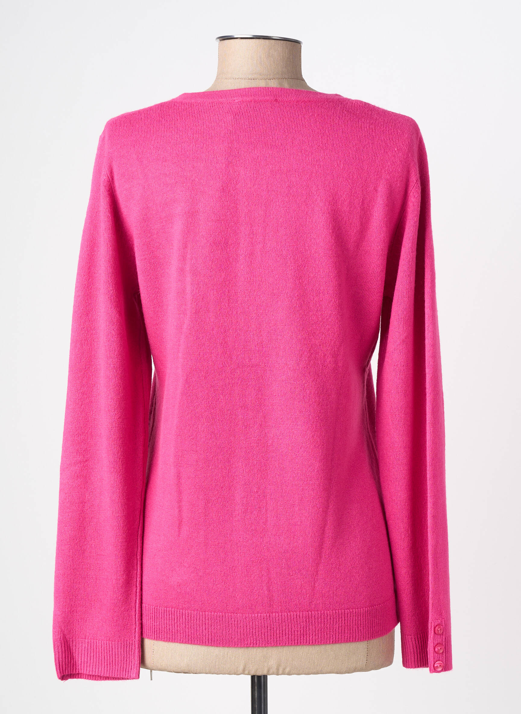 Gilet manches longues col rond rose FELINO femme