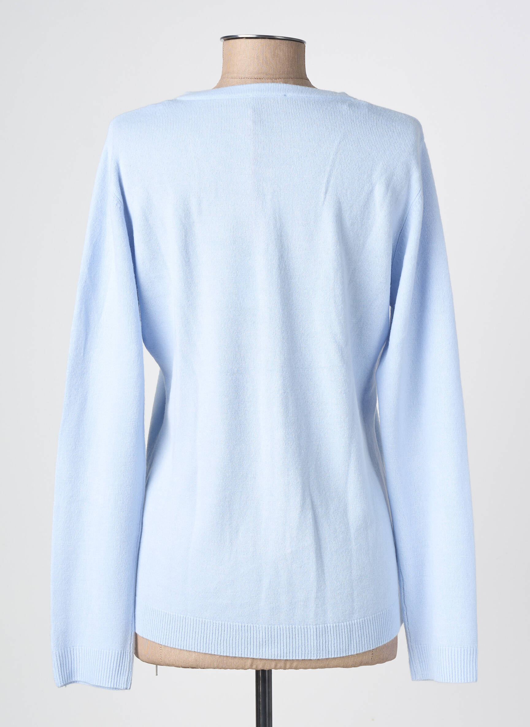 Gilet manches longues col rond bleu clair FELINO femme