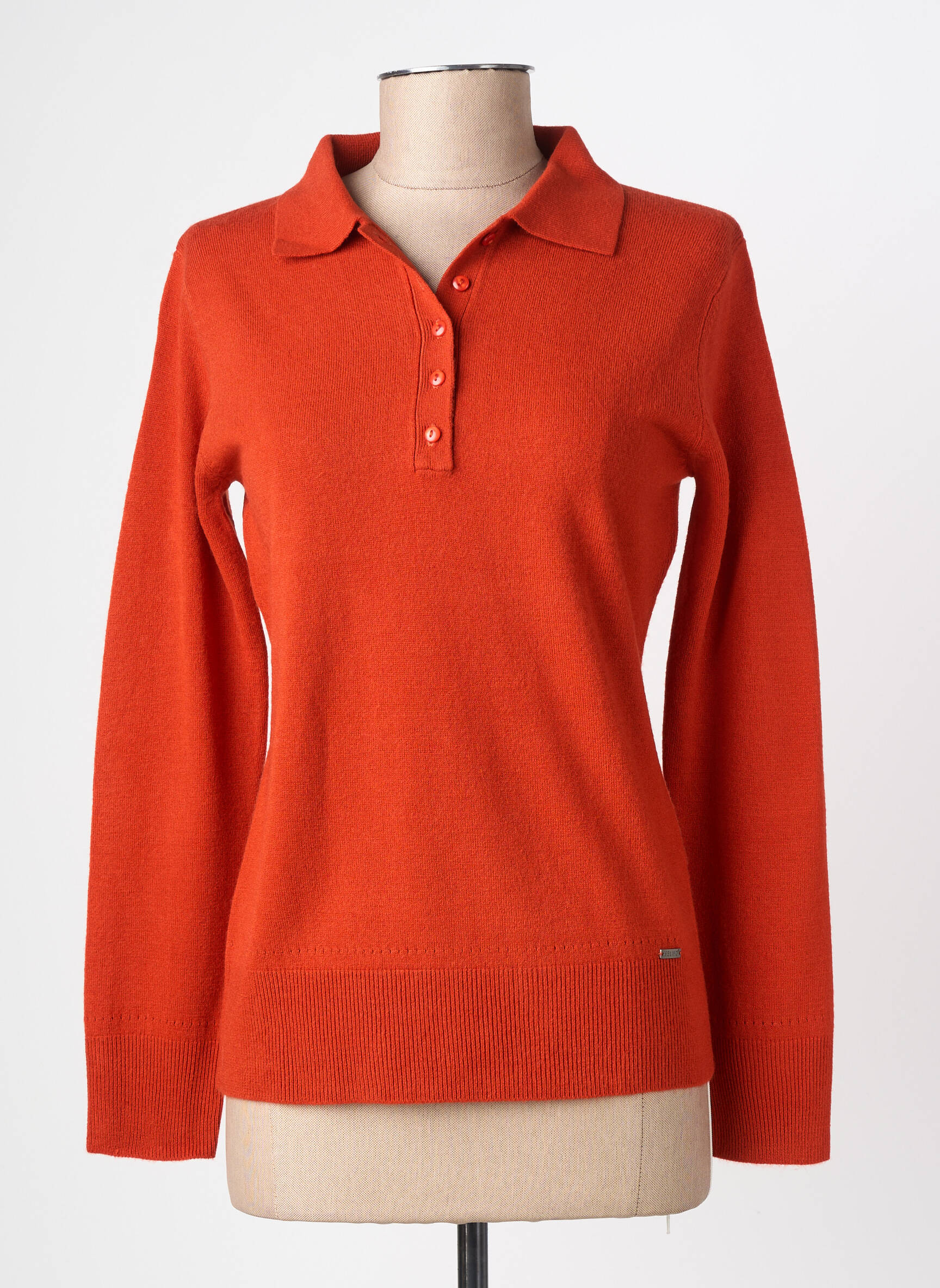 Pull stretch manches longues orange FELINO femme
