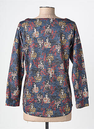 Pull coupe droite manches longues bleu FELINO femme