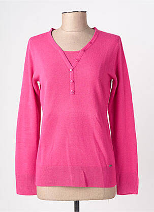 Pull coupe cintrée manches longues rose fonce FELINO femme