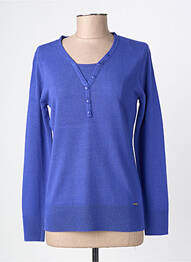 Pull coupe cintrée manches longues bleu FELINO femme