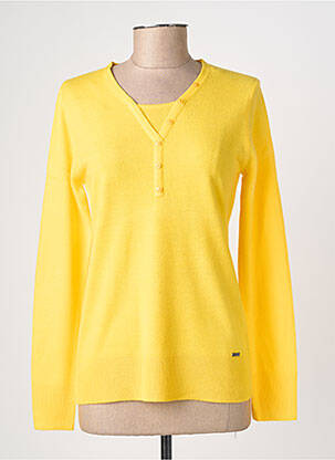 Pull coupe cintrée manches longues jaune FELINO femme