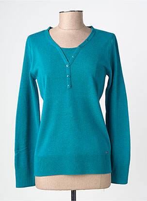 Pull coupe cintrée manches longues vert FELINO femme