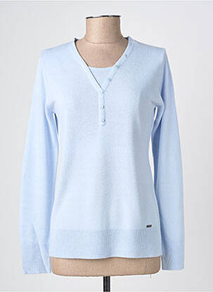 Pull coupe cintrée manches longues bleu clair FELINO femme