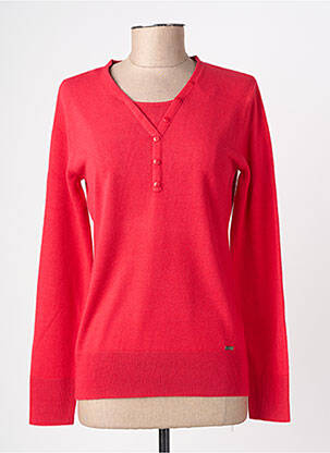 Pull coupe cintrée manches longues rouge FELINO femme