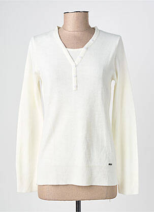 Pull coupe cintrée manches longues blanc FELINO femme