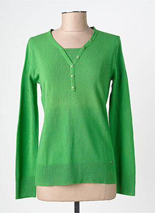 Pull coupe cintrée manches longues vert clair FELINO femme
