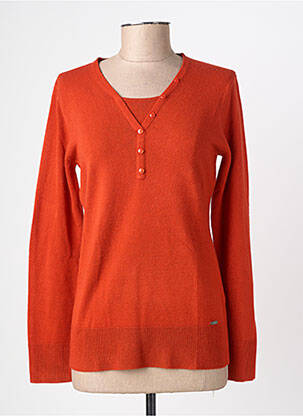 Pull coupe cintrée manches longues orange FELINO femme