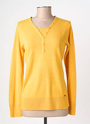 Pull coupe cintrée manches longues jaune fonce FELINO femme