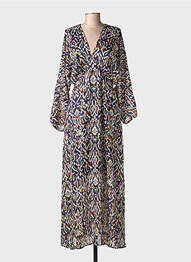 Robe longue imprimé fantaisie manches longues bleu MOLLY BRACKEN femme