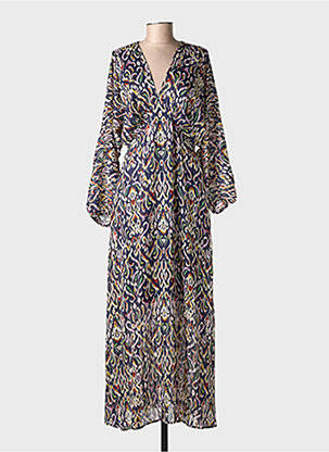 Robe longue imprimé fantaisie manches longues bleu MOLLY BRACKEN femme