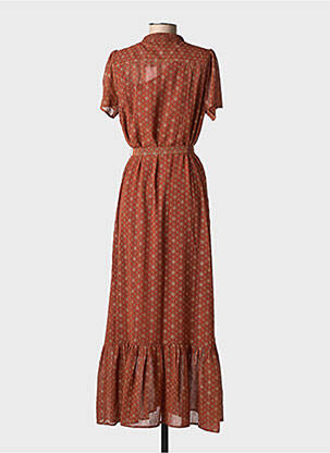 Robe longue imprimé fantaisie manches courtes orange MOLLY BRACKEN femme