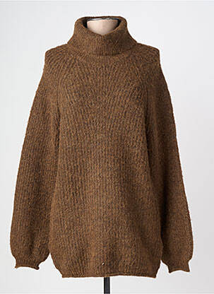 Pull col roulé stretch manches longues marron MOLLY BRACKEN femme