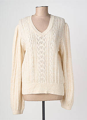 Pull maille ajourée manches longues beige LOLA ESPELETA femme
