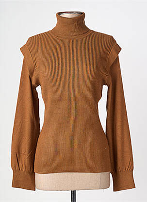 Pull col roulé tissage côtelé manches longues marron MOLLY BRACKEN femme
