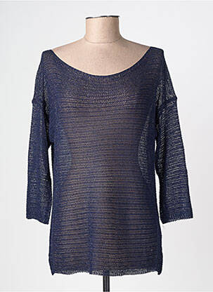 Pull maille ajourée manches 3/4 bleu LOLA ESPELETA femme