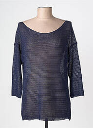 Pull maille ajourée manches 3/4 bleu LOLA ESPELETA femme