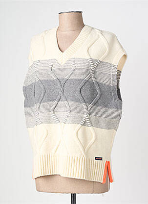 Pull col v sans manche beige SAINT JAMES femme