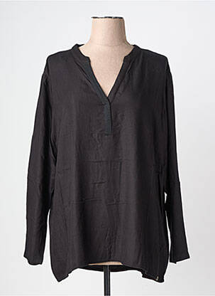 Blouse tissage popeline manches longues noir TIMEZONE femme