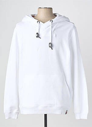 Sweat-shirt à capuche poches manches longues blanc TIMEZONE homme