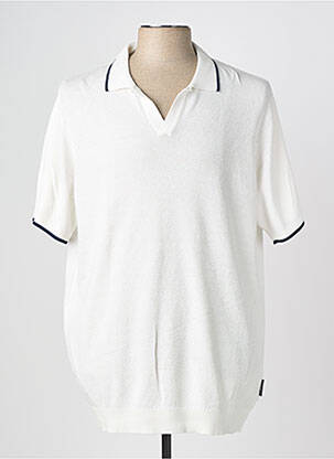 Polo stretch manches courtes blanc MISE AU GREEN homme