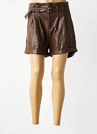 Short tissage simili-cuir taille haute marron MOLLY BRACKEN femme