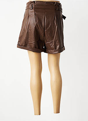 Short tissage simili-cuir taille haute marron MOLLY BRACKEN femme