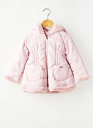 Manteau long manches longues a capuche rose MAYORAL fille