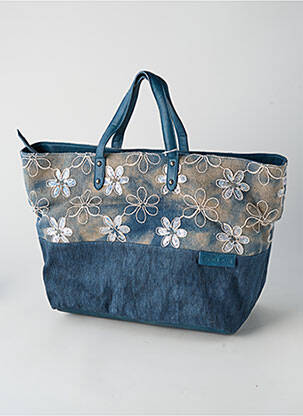 Sac multipoches forme cabas bleu PATRICK BLANC femme