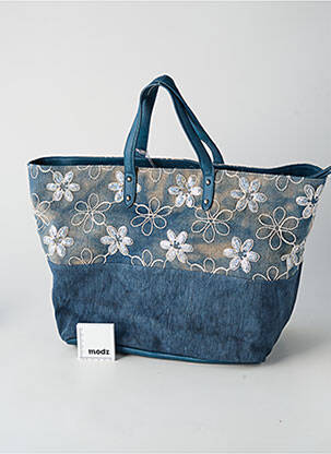 Sac multipoches forme cabas bleu PATRICK BLANC femme