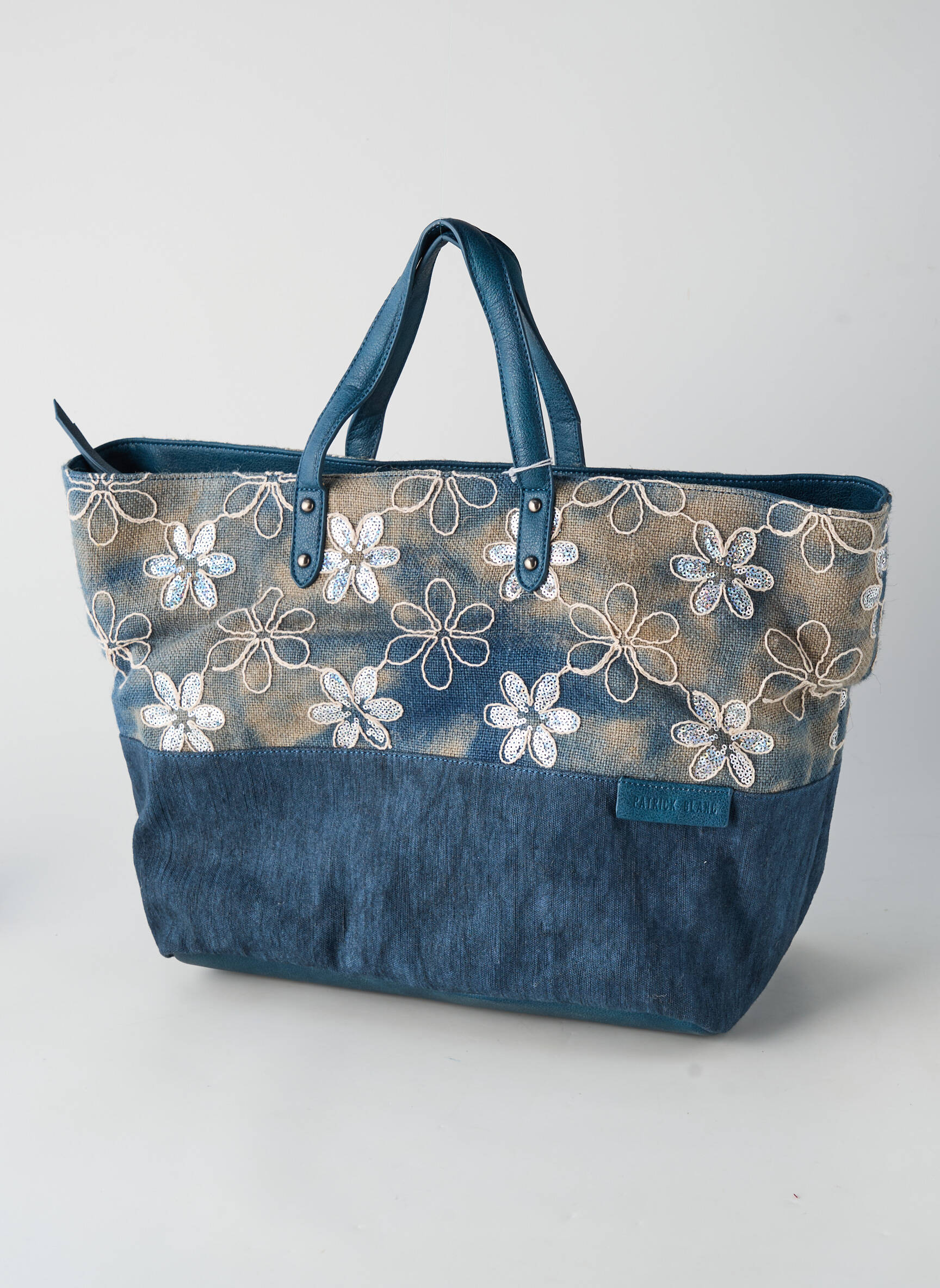Sac multipoches forme cabas bleu PATRICK BLANC femme