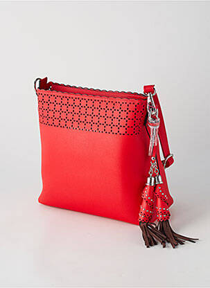 Sac multipoches forme carré rouge FUCHSIA femme