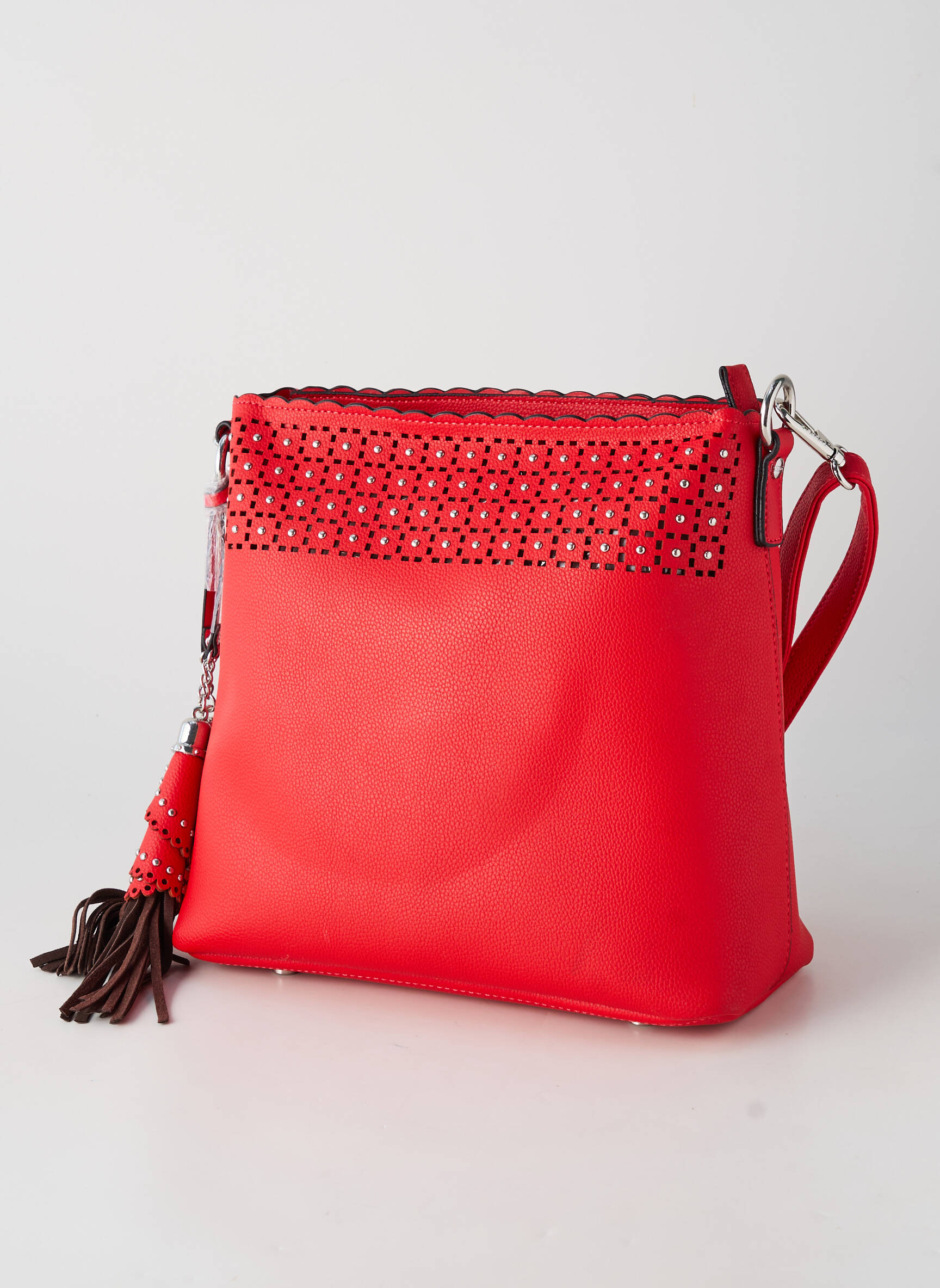 Sac multipoches forme carré rouge FUCHSIA femme