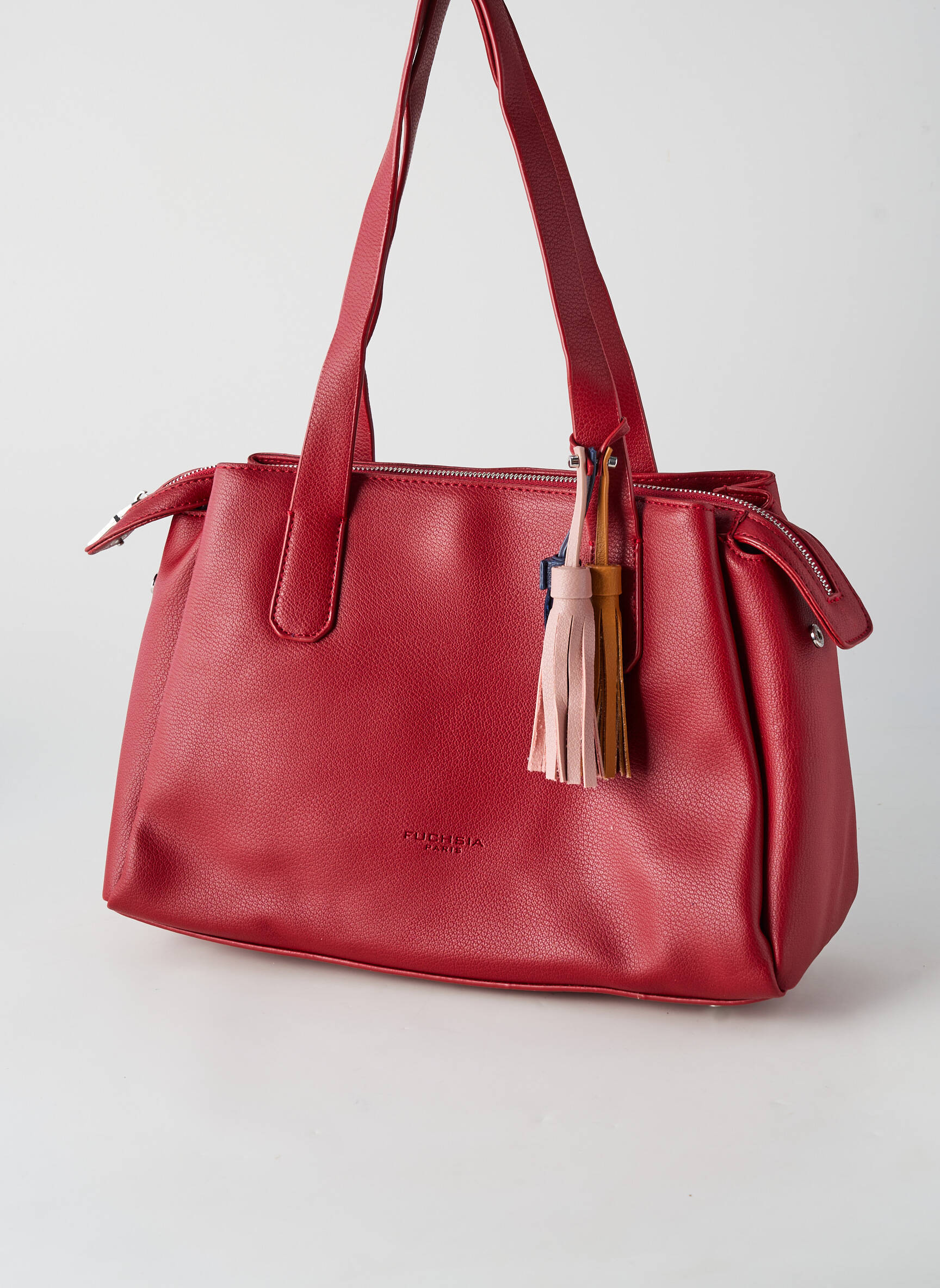 Sac multipoches forme rectangulaire rouge FUCHSIA femme