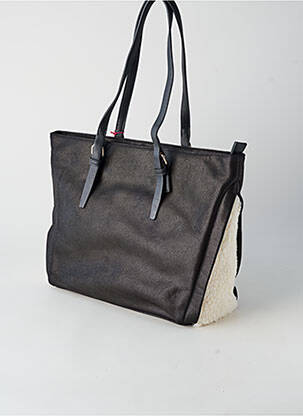 Sac fermeture zippée forme cabas noir FUCHSIA femme