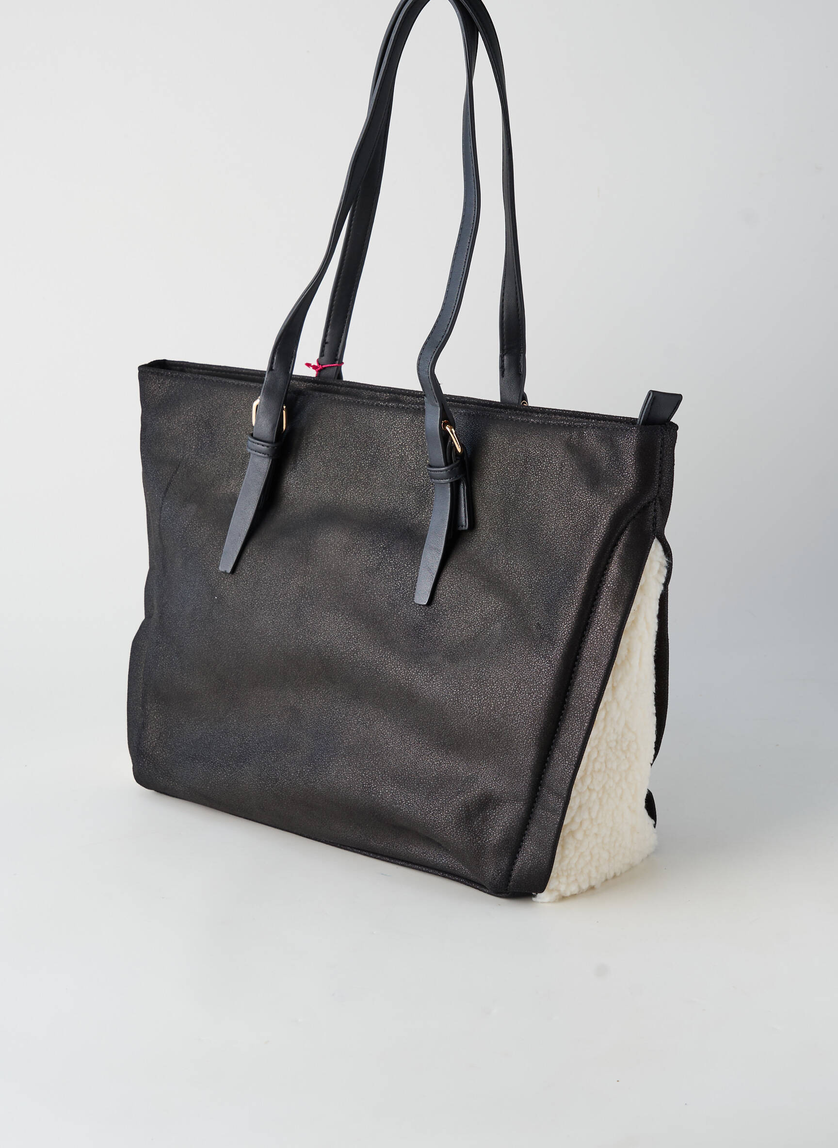 Sac fermeture zippée forme cabas noir FUCHSIA femme