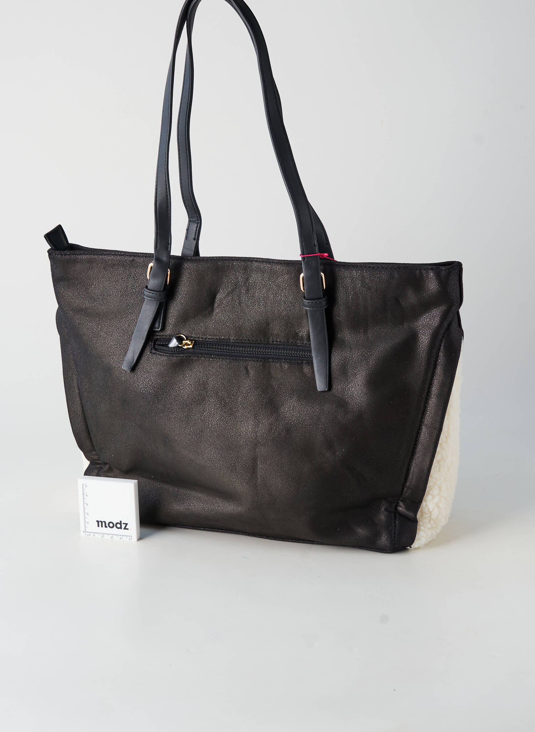 Sac fermeture zippée forme cabas noir FUCHSIA femme